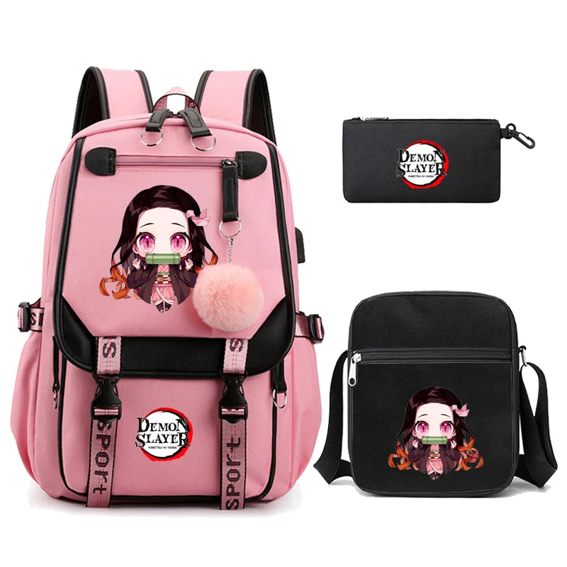 Demon Slayer – Nezuko Backpack Set (3 PCS)
