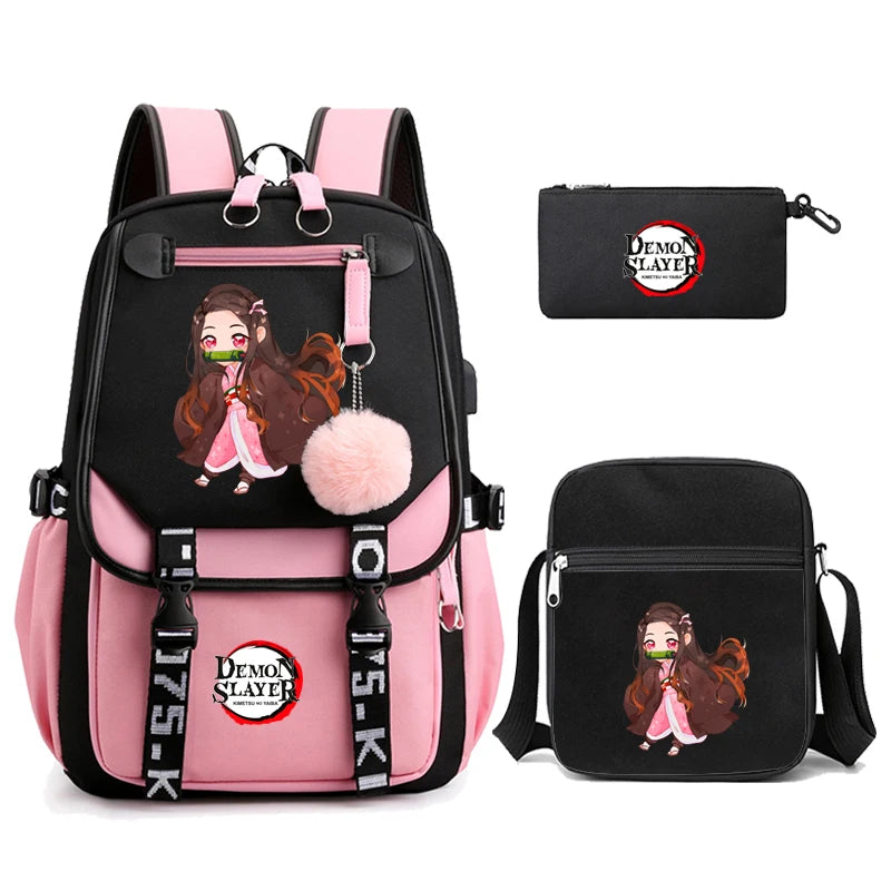 Demon Slayer – Nezuko Backpack Set (3 PCS)
