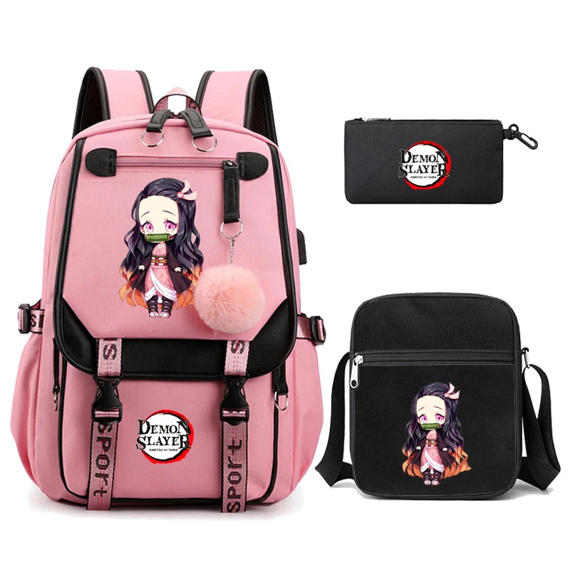 Demon Slayer – Nezuko Backpack Set (3 PCS)