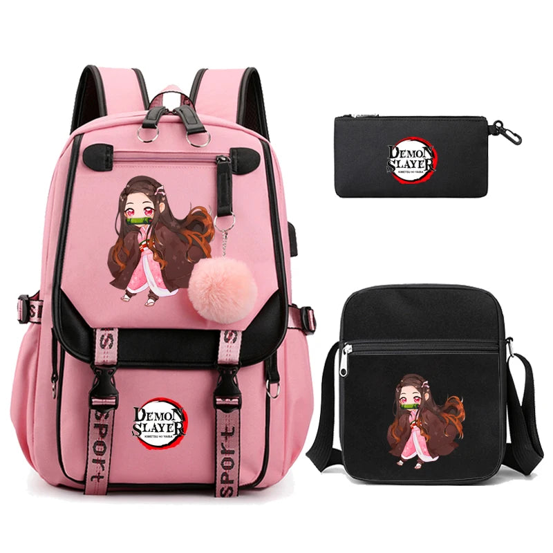 Demon Slayer – Nezuko Backpack Set (3 PCS)