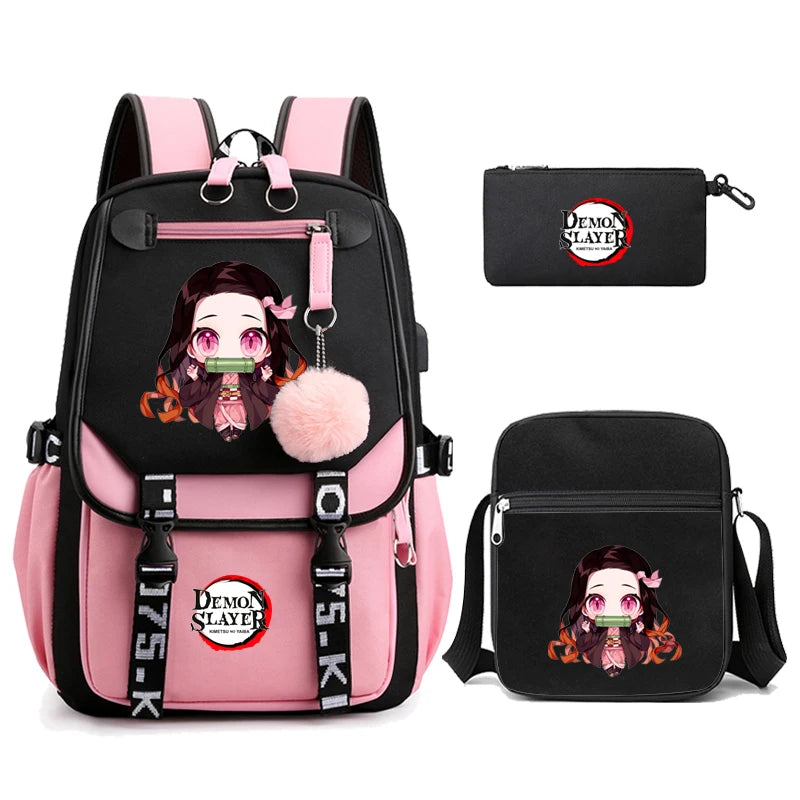 Demon Slayer – Nezuko Backpack Set (3 PCS)